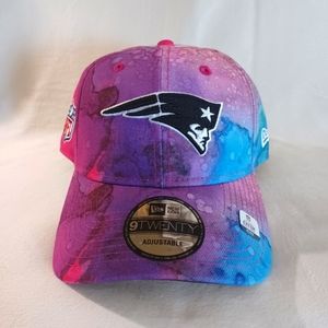 New Era NFL Patriots Crucial Catch Intercept Cancer Tie Dye Hat Adjustible